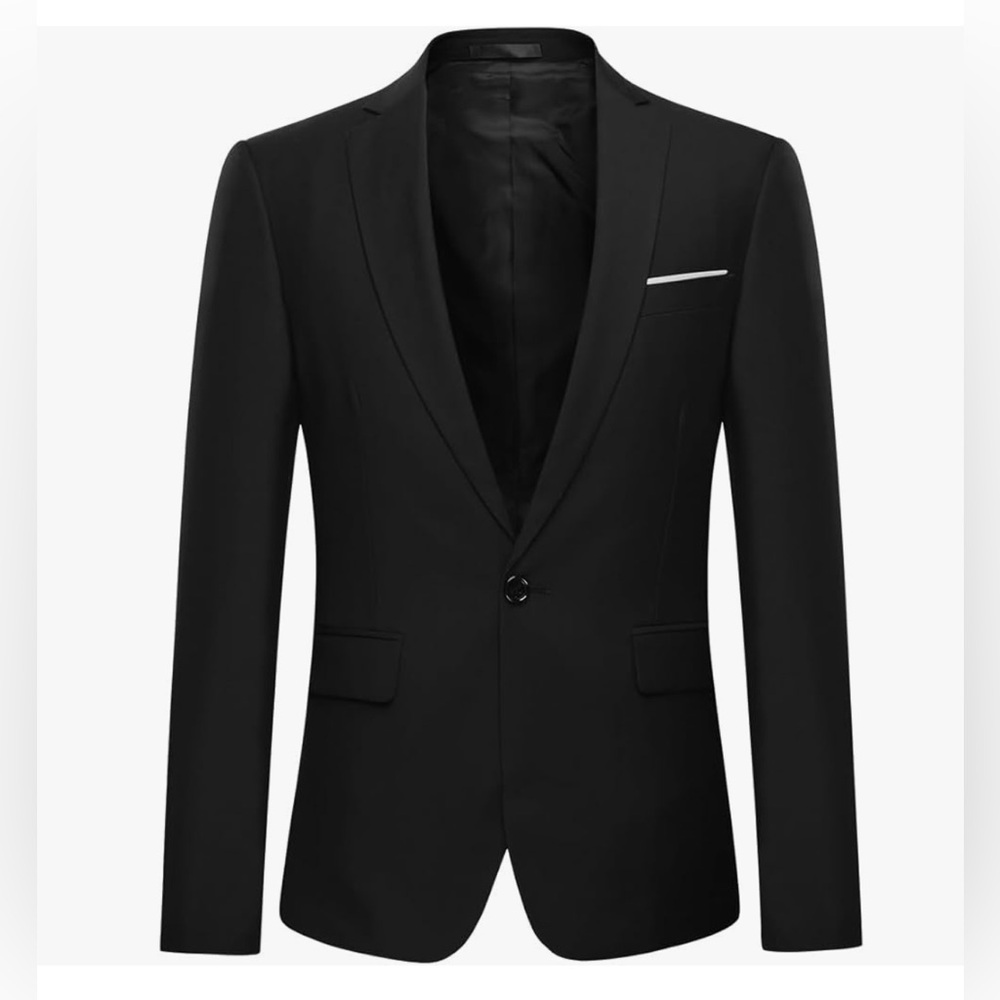 New Cloudstyle Men 2-Piece Slim Fit Suit Jacket Blazer & Pants Set in black XXL
